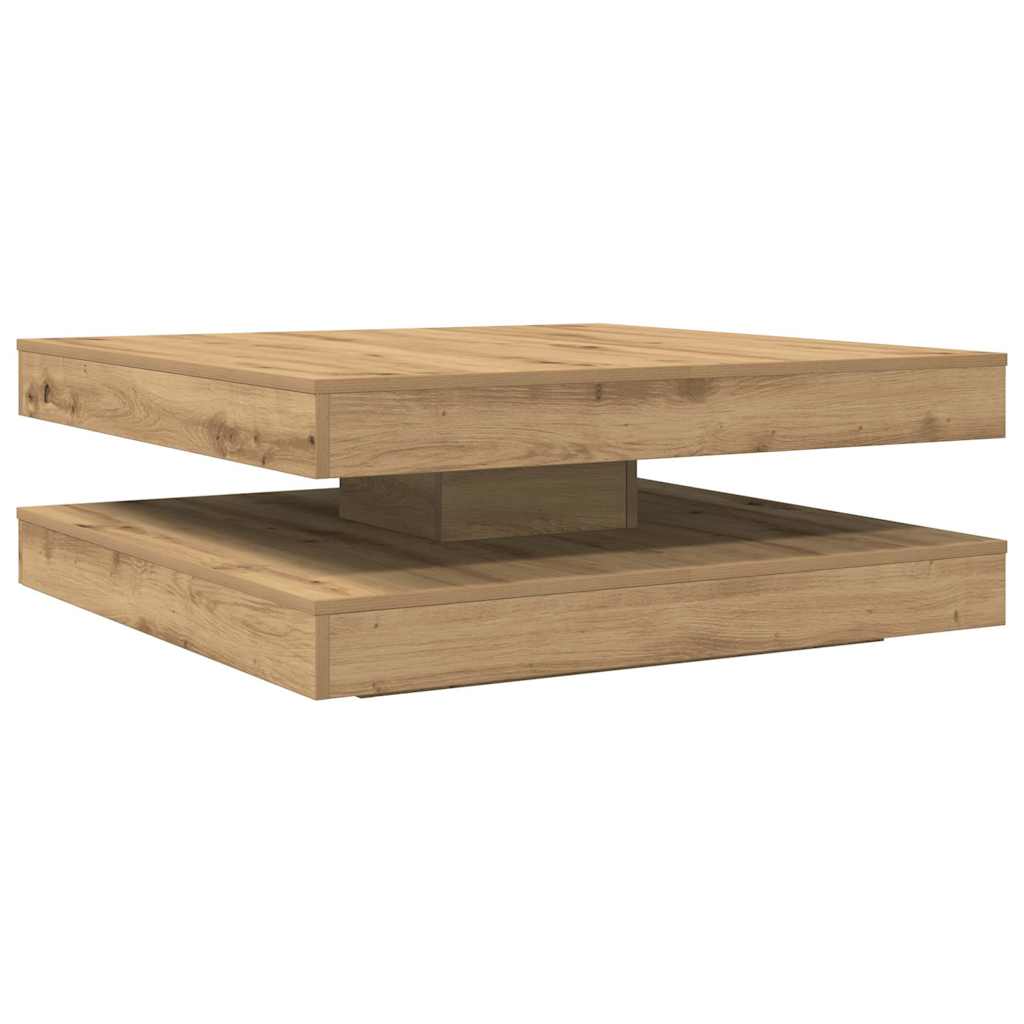 Table basse rotative à 360 degrés chêne artisanal 90x90x34,5 cm