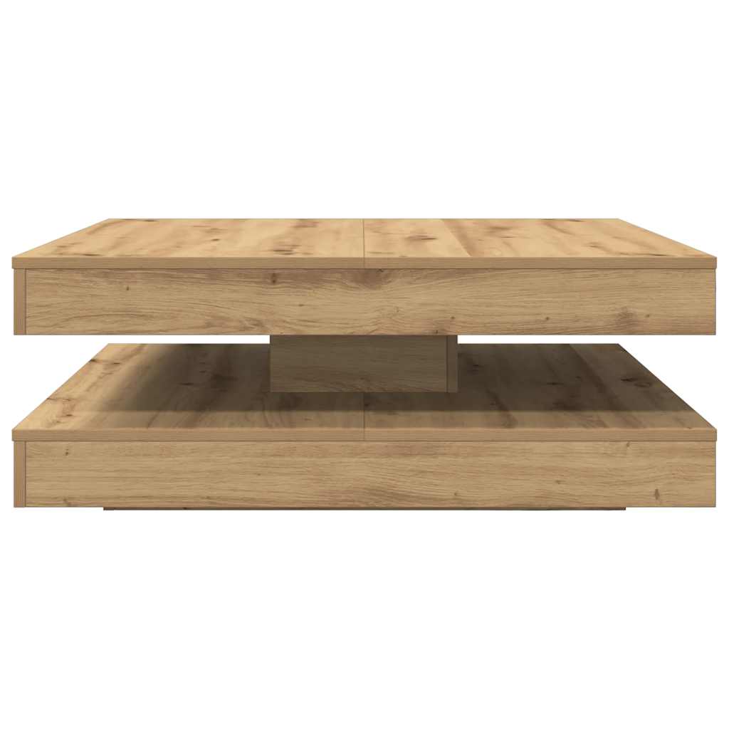 Table basse rotative à 360 degrés chêne artisanal 90x90x34,5 cm