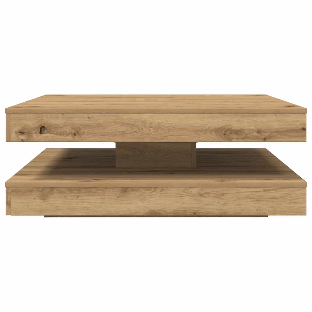 Table basse rotative à 360 degrés chêne artisanal 90x90x34,5 cm