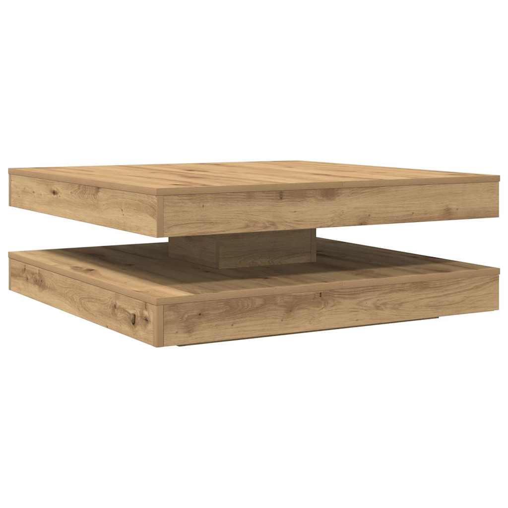 Table basse rotative à 360 degrés chêne artisanal 90x90x34,5 cm