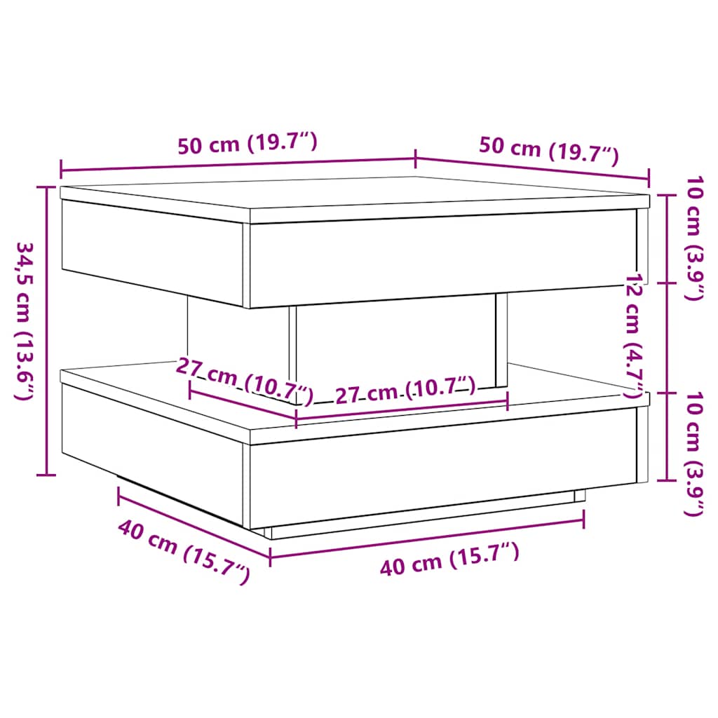 Table basse rotative à 360 degrés blanc 50x50x34,5 cm - XIOS