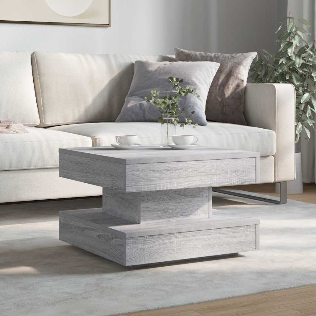 Table basse rotative à 360 degrés sonoma gris 50x50x34,5 cm - XIOS