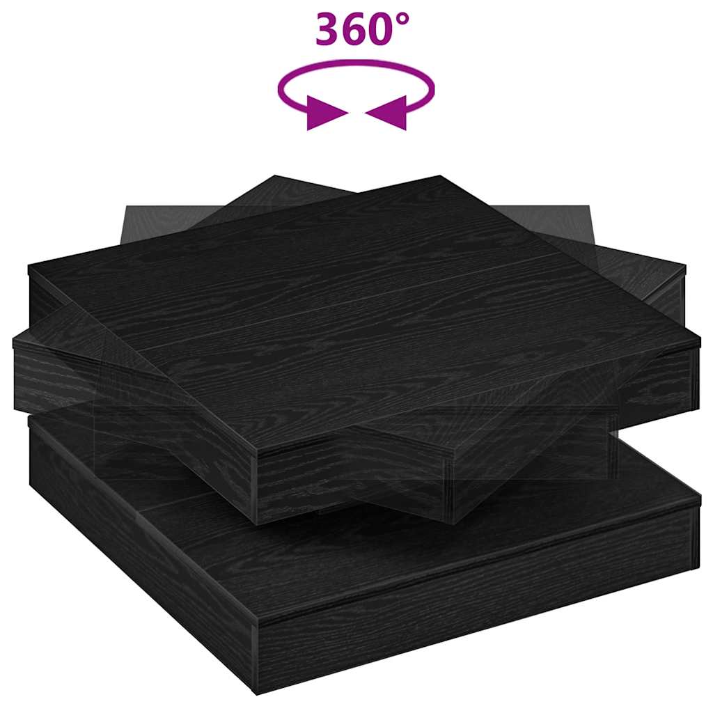 Table basse rotative à 360 degrés noir 70x70x34,5 cm - XIOS