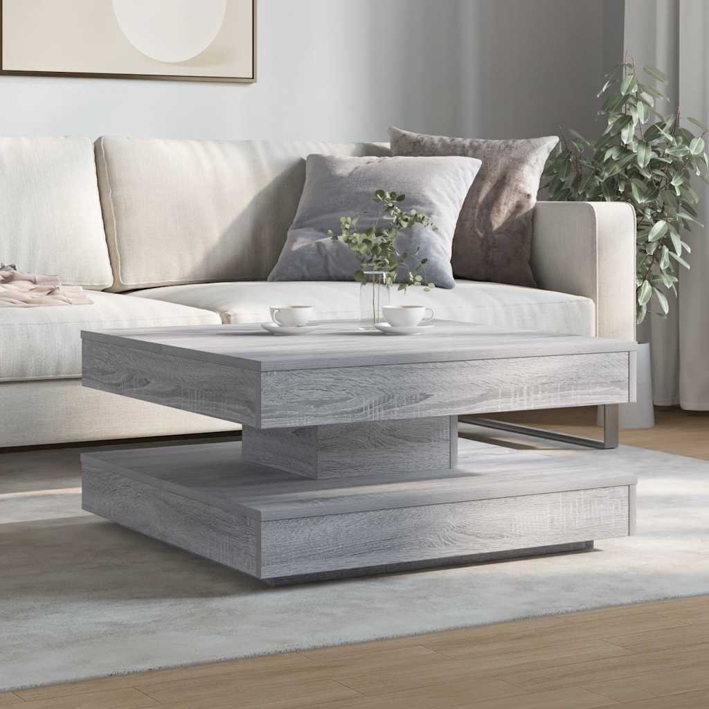 Table basse rotative à 360 degrés sonoma gris 70x70x34,5 cm - XIOS