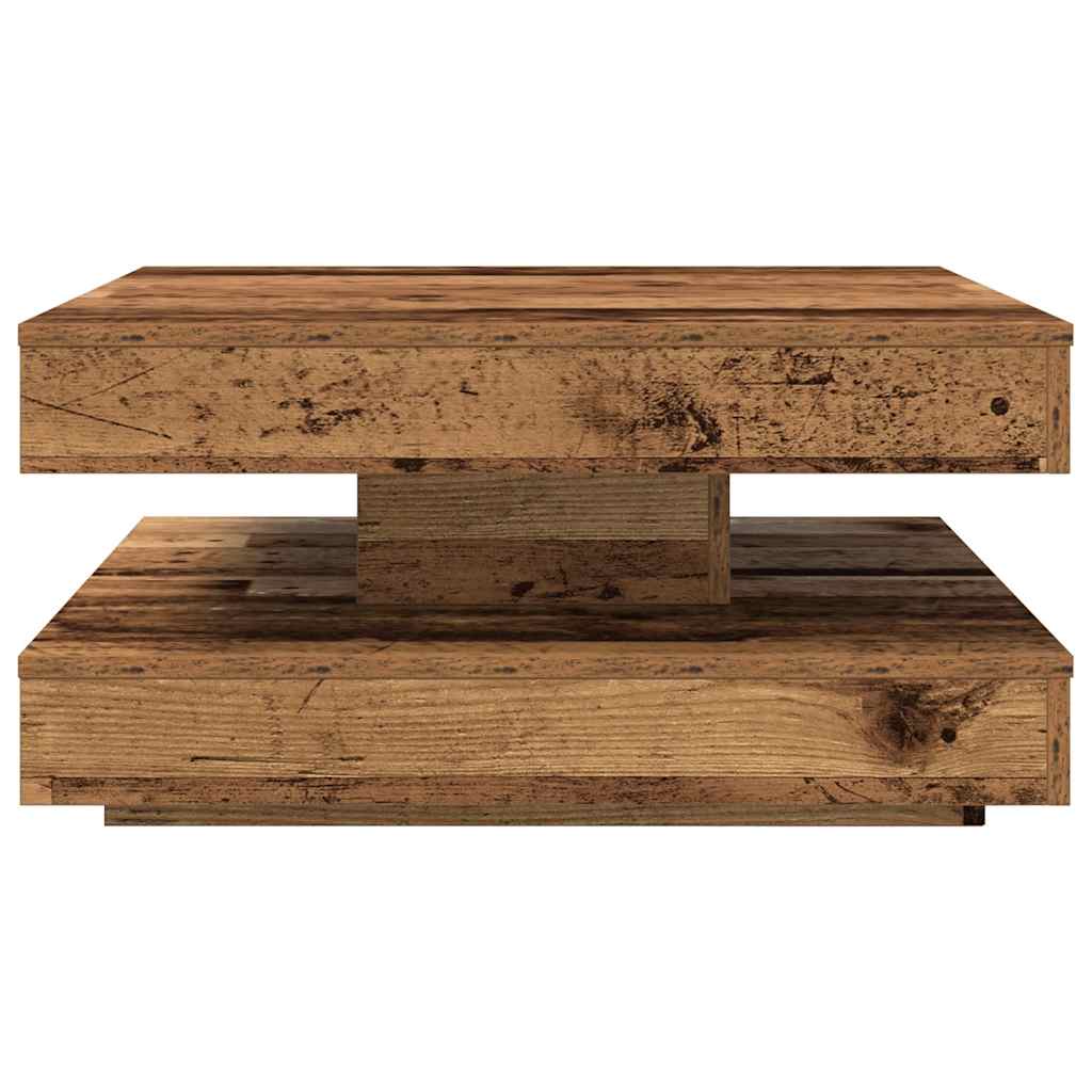 Table basse rotative à 360 degrés vieux bois 70x70x34,5 cm - XIOS
