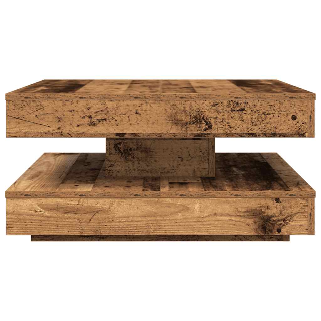 Table basse rotative à 360 degrés vieux bois 70x70x34,5 cm - XIOS