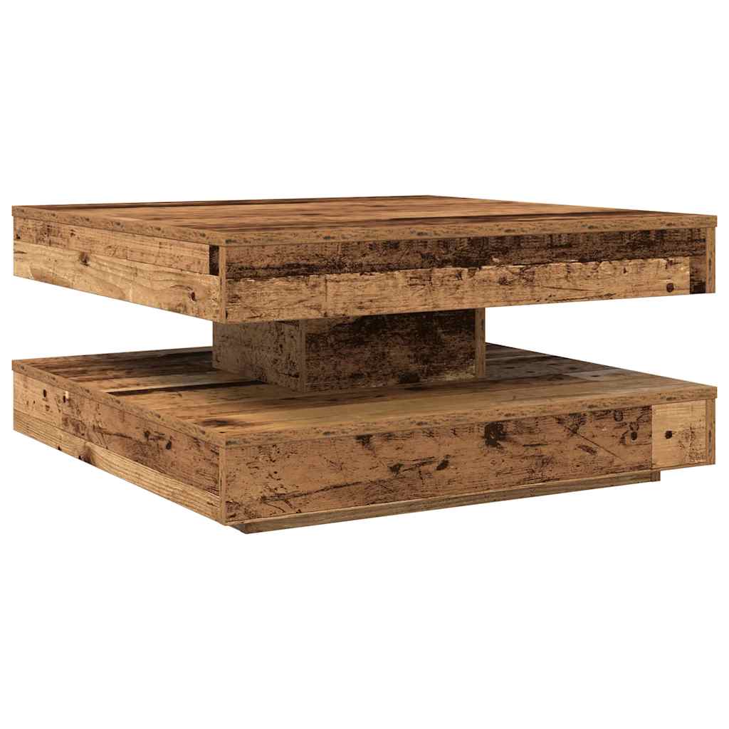 Table basse rotative à 360 degrés vieux bois 70x70x34,5 cm - XIOS