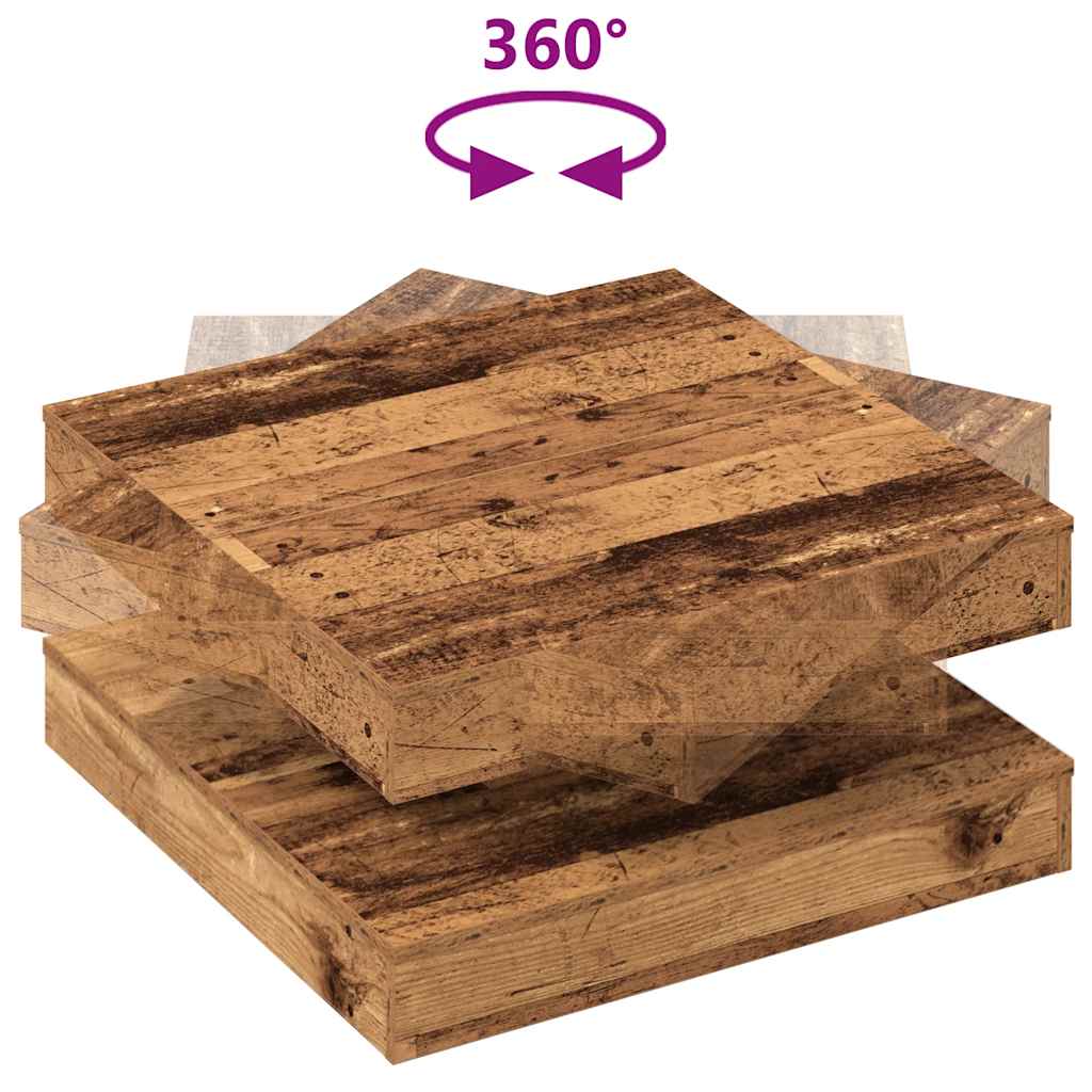 Table basse rotative à 360 degrés vieux bois 70x70x34,5 cm - XIOS