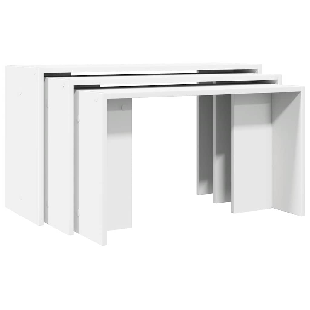 Tables gigognes 3 pcs blanc bois d'ingénierie - XIOS