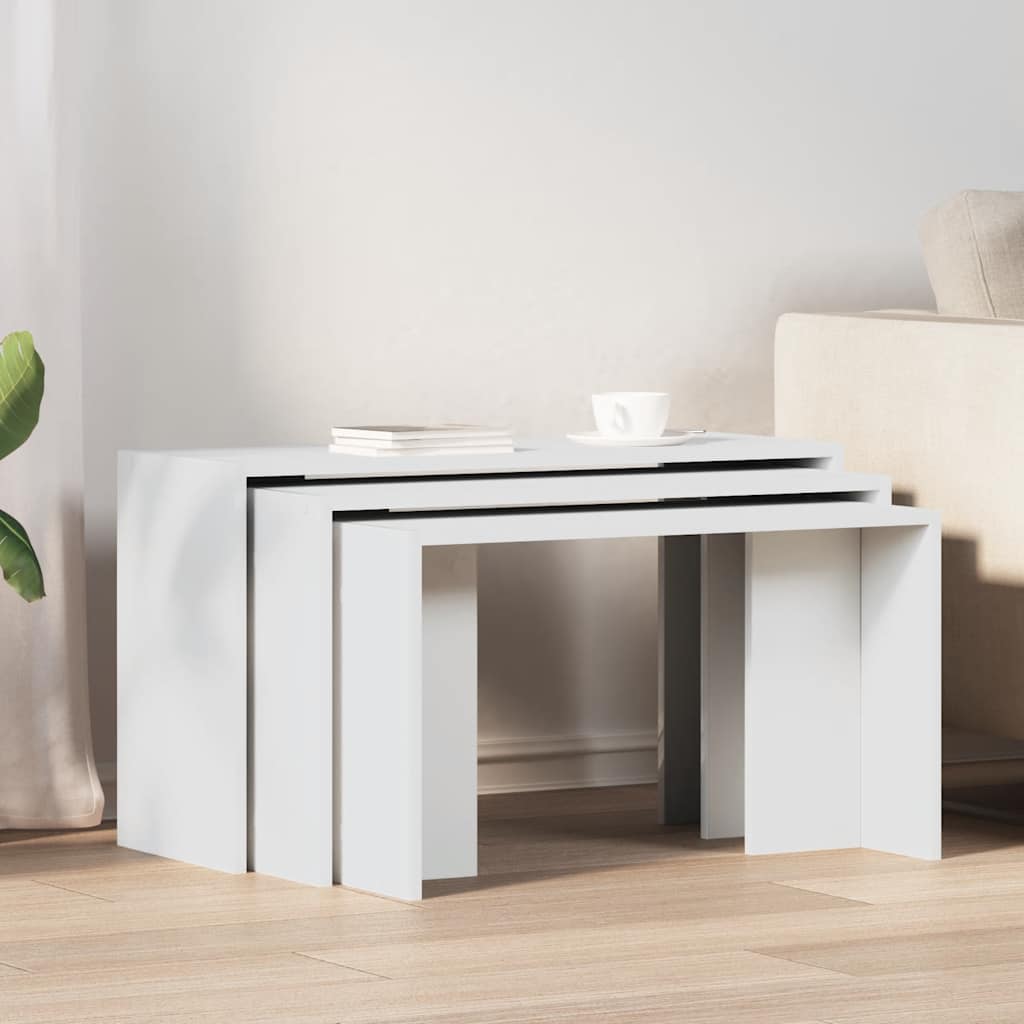 Tables gigognes 3 pcs blanc bois d'ingénierie - XIOS