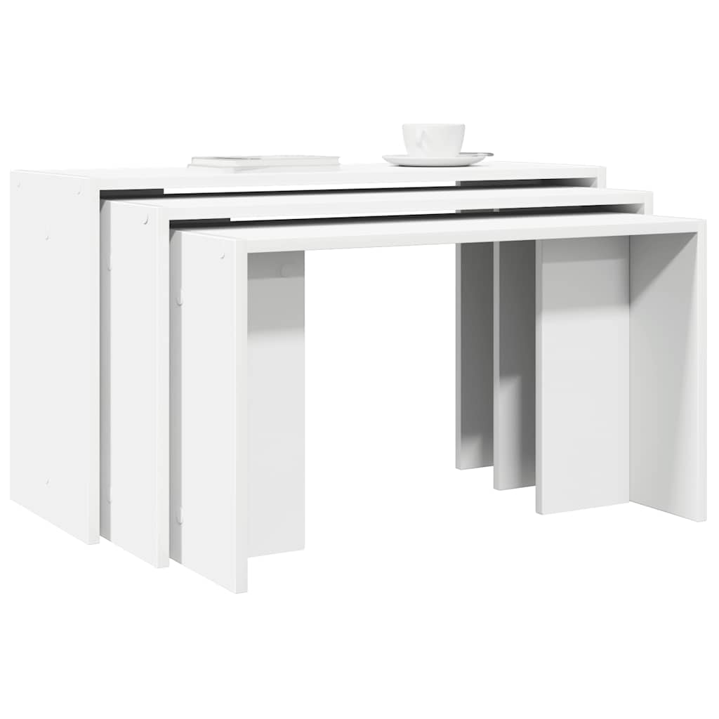 Tables gigognes 3 pcs blanc bois d'ingénierie - XIOS