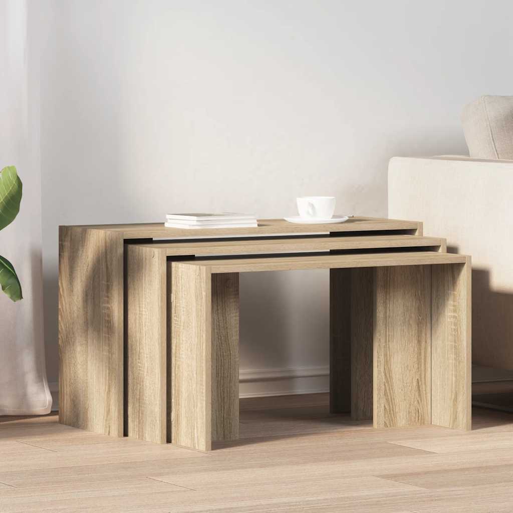 Tables gigognes 3 pcs chêne sonoma bois d'ingénierie - XIOS