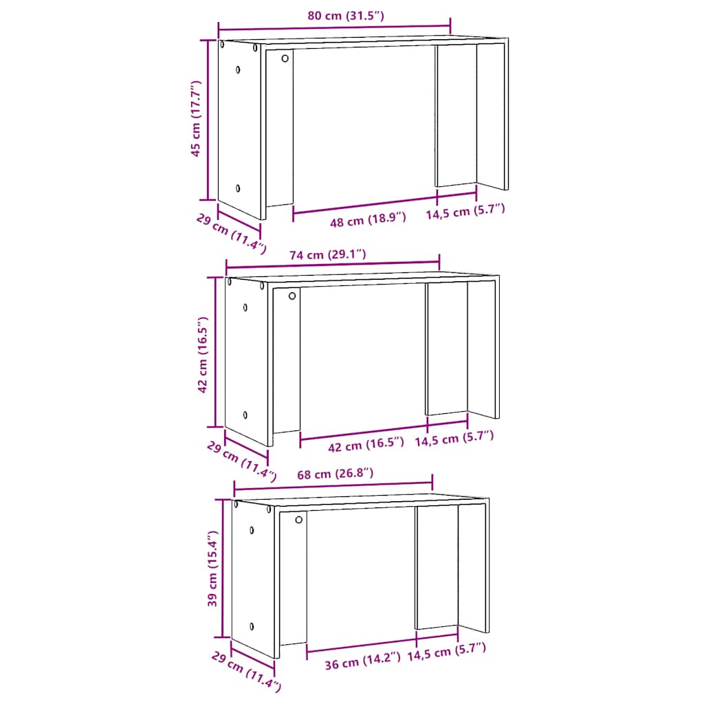 Tables gigognes 3 pcs chêne sonoma bois d'ingénierie - XIOS