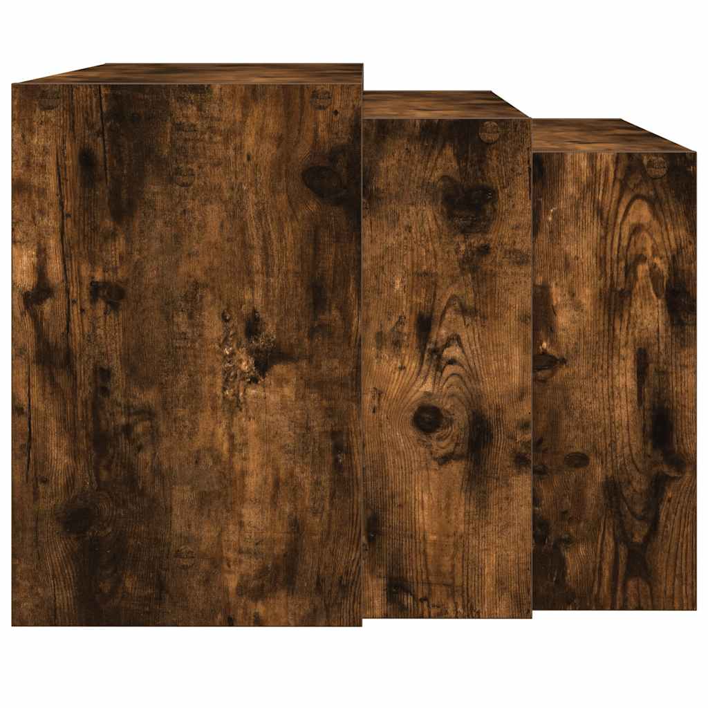 Tables gigognes 3 pcs chêne fumé bois d'ingénierie - XIOS