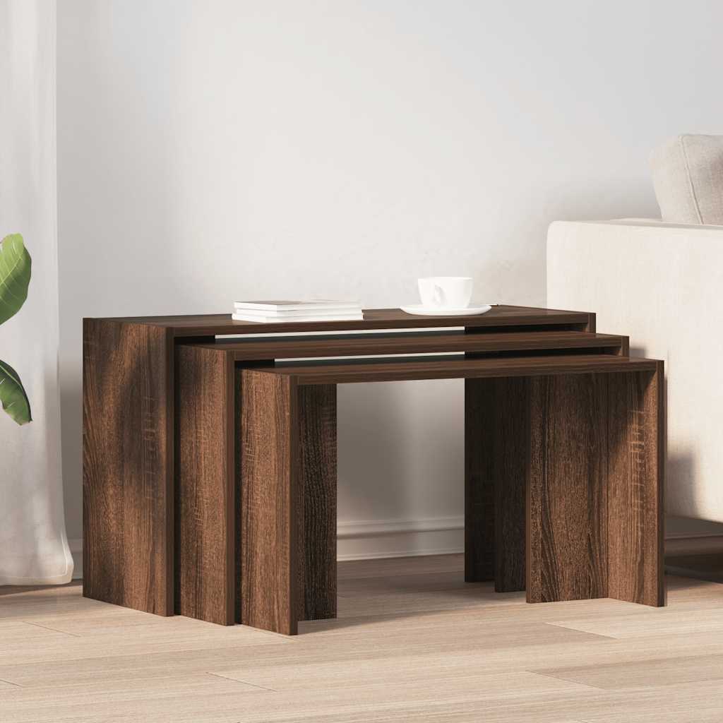 Tables gigognes 3 pcs chêne marron bois d'ingénierie - XIOS