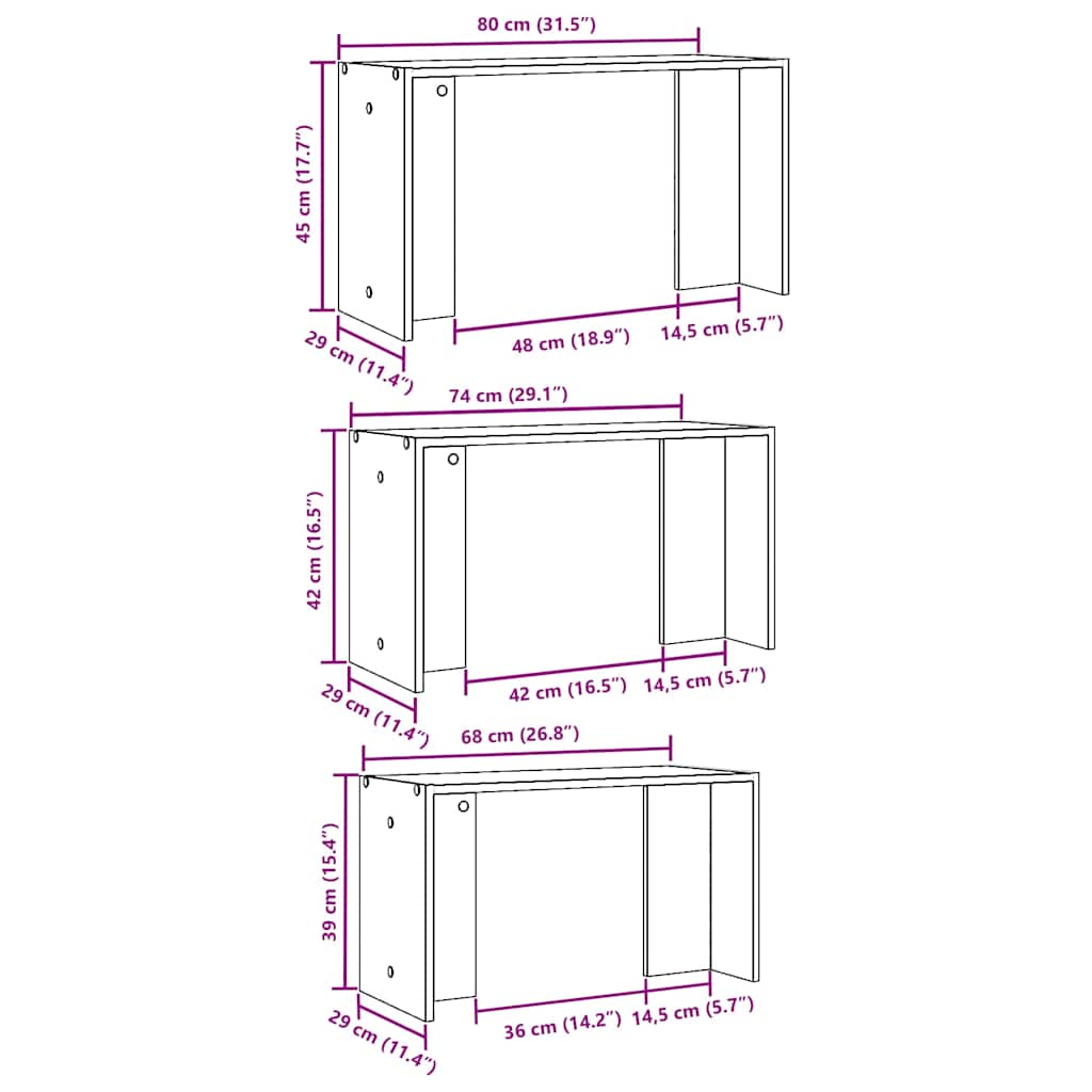 Tables gigognes 3 pcs vieux bois bois d'ingénierie - XIOS