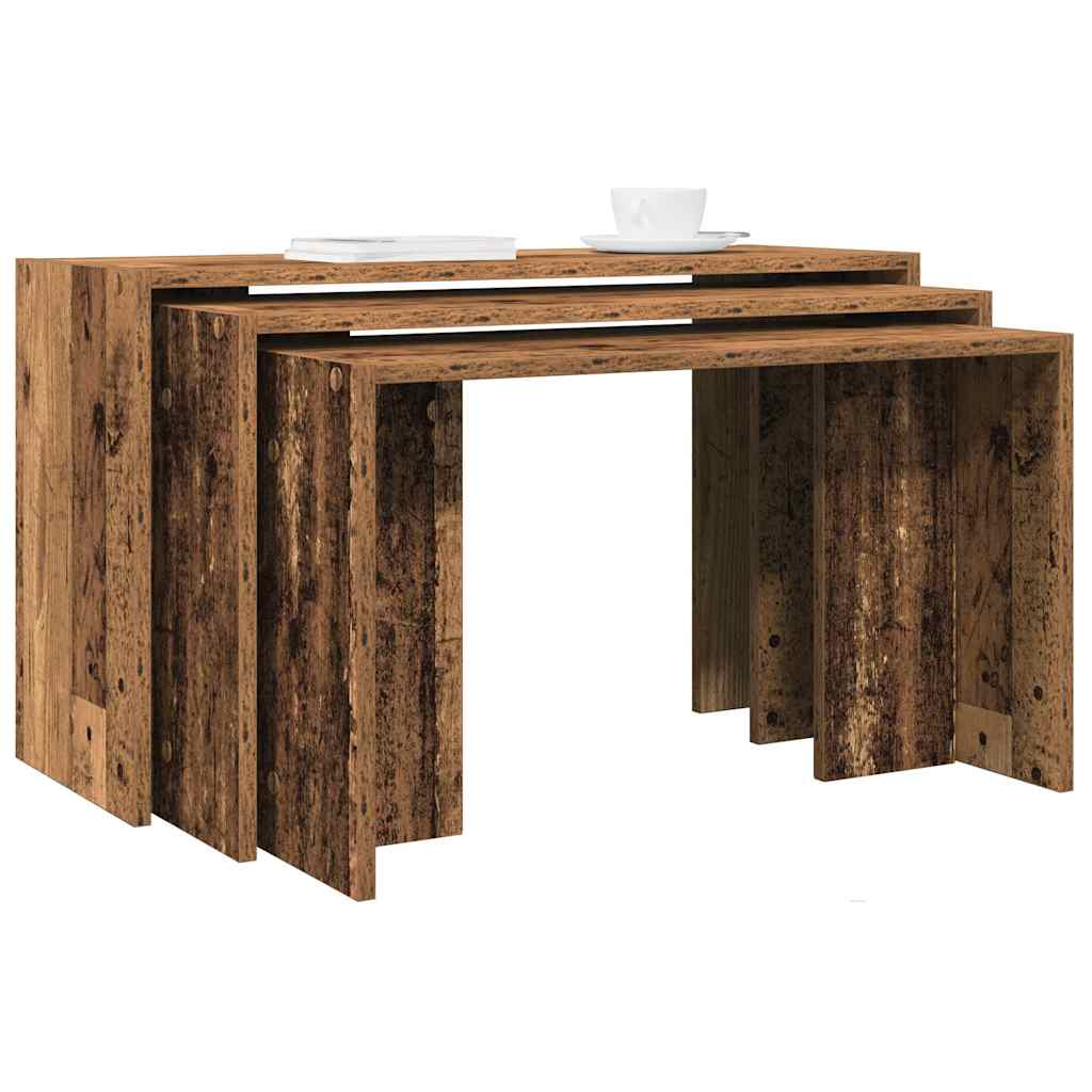 Tables gigognes 3 pcs vieux bois bois d'ingénierie - XIOS