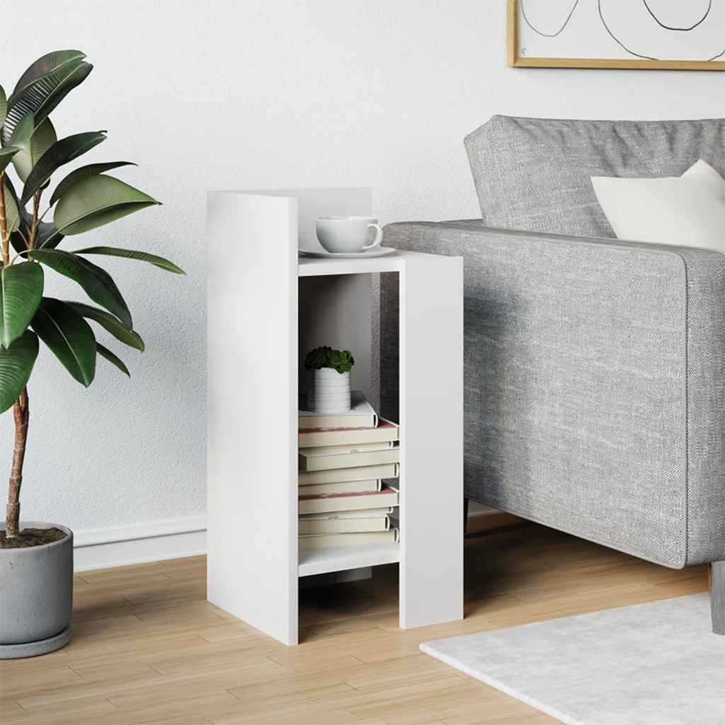 Table d'appoint avec étagère blanc 25,5x27x60 cm - XIOS