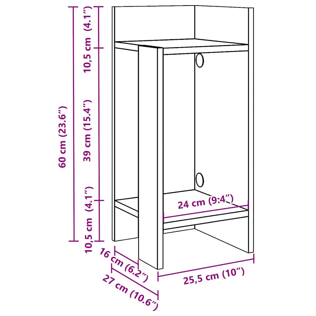 Table d'appoint avec étagère blanc 25,5x27x60 cm - XIOS