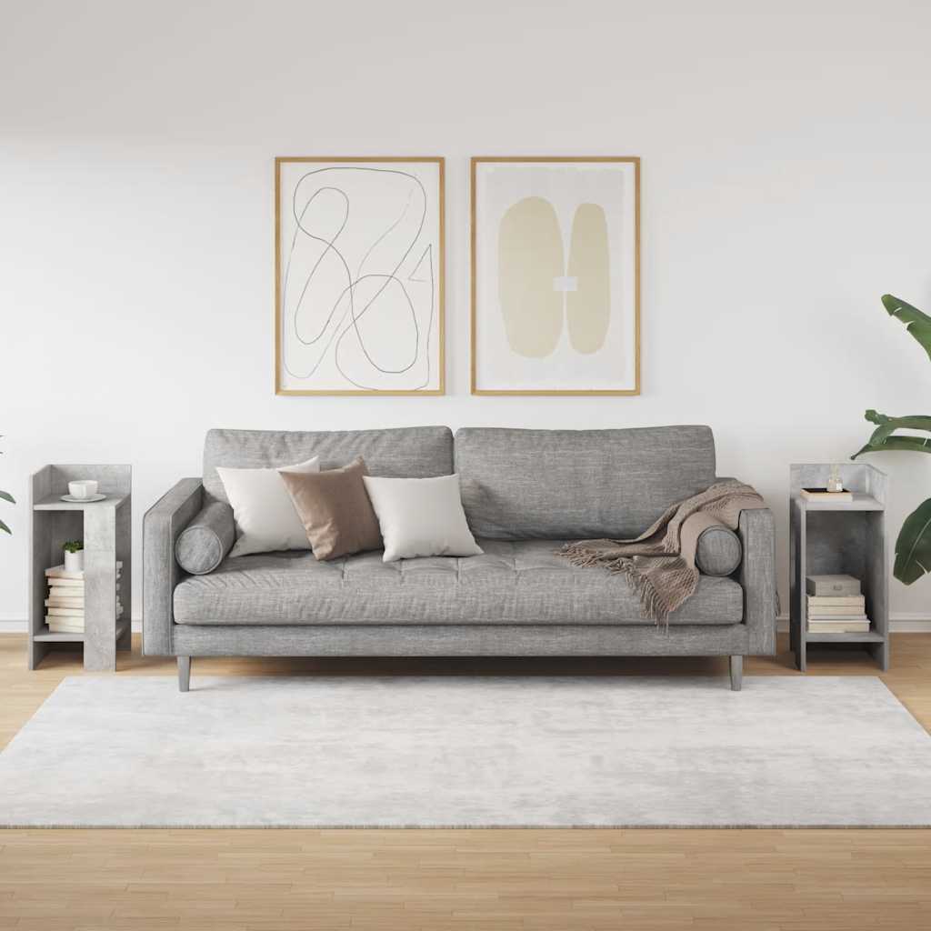 Tables d'appoint 2 pcs avec étagère gris béton 25,5x27x60 cm - XIOS