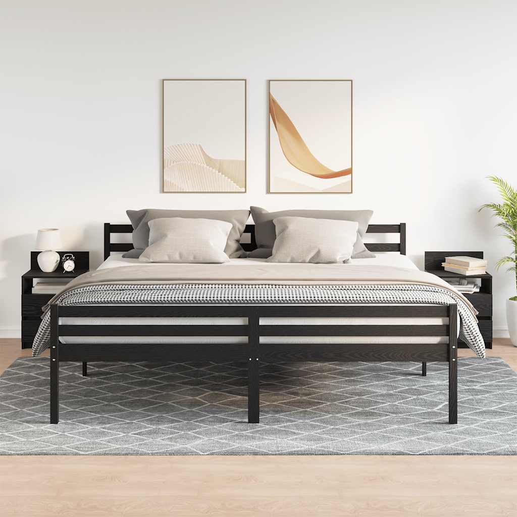 Tables de chevet (lot de 2) avec 2 tiroirs noires 40 x 33 x 60 cm - XIOS