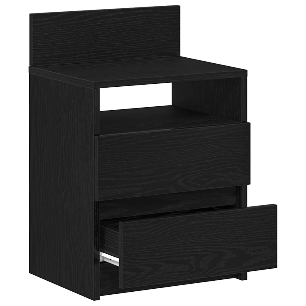 Tables de chevet (lot de 2) avec 2 tiroirs noires 40 x 33 x 60 cm - XIOS