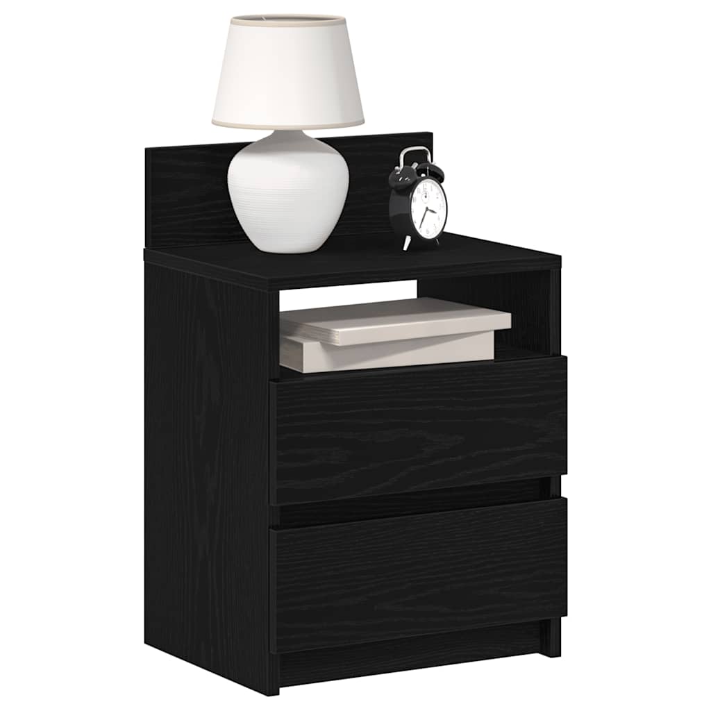 Tables de chevet (lot de 2) avec 2 tiroirs noires 40 x 33 x 60 cm - XIOS