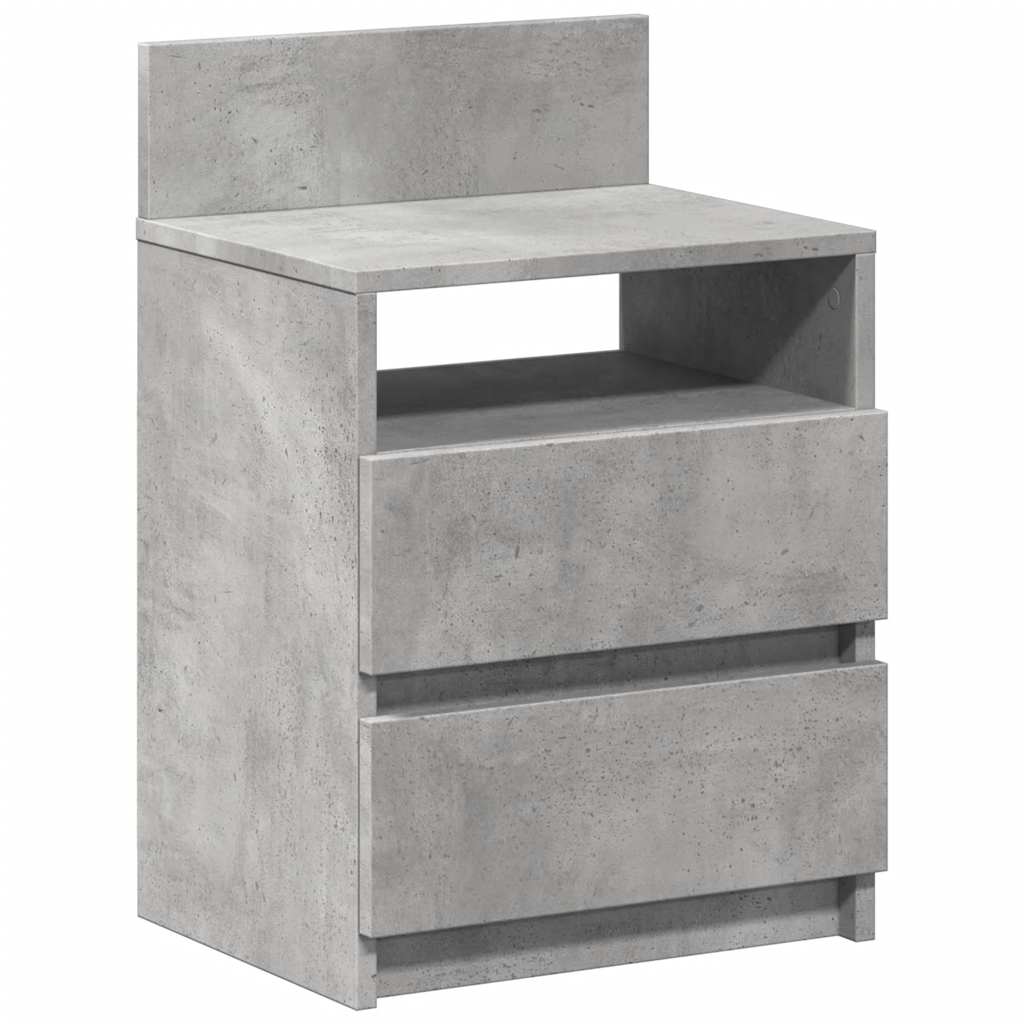Table de chevet à 2 tiroirs Gris béton 40x33x60 cm - XIOS
