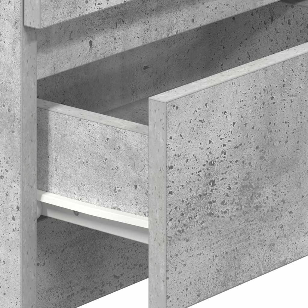 Table de chevet à 2 tiroirs Gris béton 40x33x60 cm - XIOS