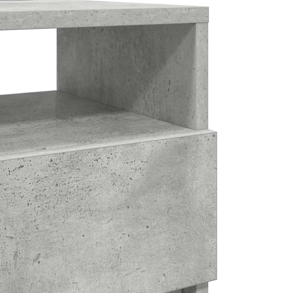Table de chevet à 2 tiroirs Gris béton 40x33x60 cm - XIOS