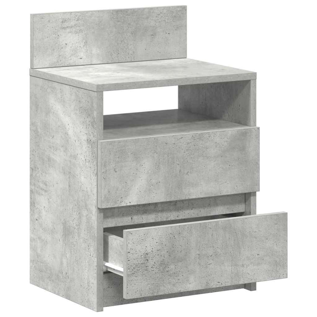 Tables de chevet (lot de 2) avec 2 tiroirs gris béton 40 x 33 x 60 cm - XIOS
