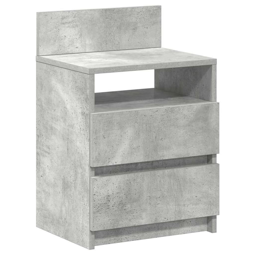 Tables de chevet (lot de 2) avec 2 tiroirs gris béton 40 x 33 x 60 cm - XIOS