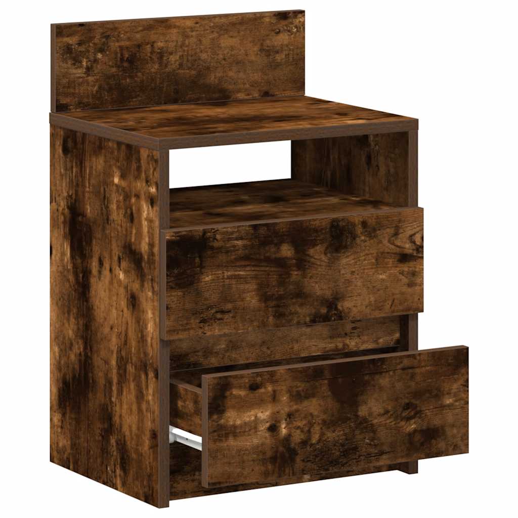Tables de chevet 2 pcs avec 2 tiroirs chêne fumé 40x33x60 cm - XIOS