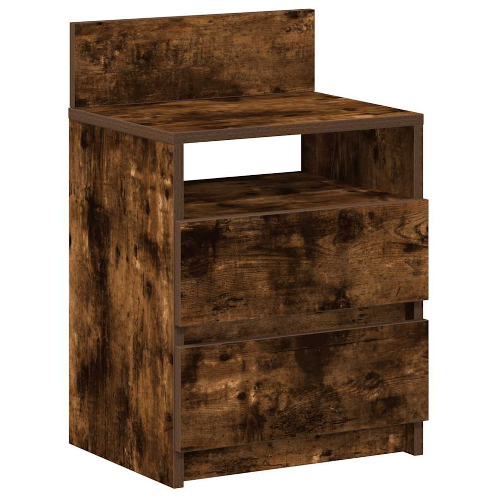 Tables de chevet 2 pcs avec 2 tiroirs chêne fumé 40x33x60 cm - XIOS