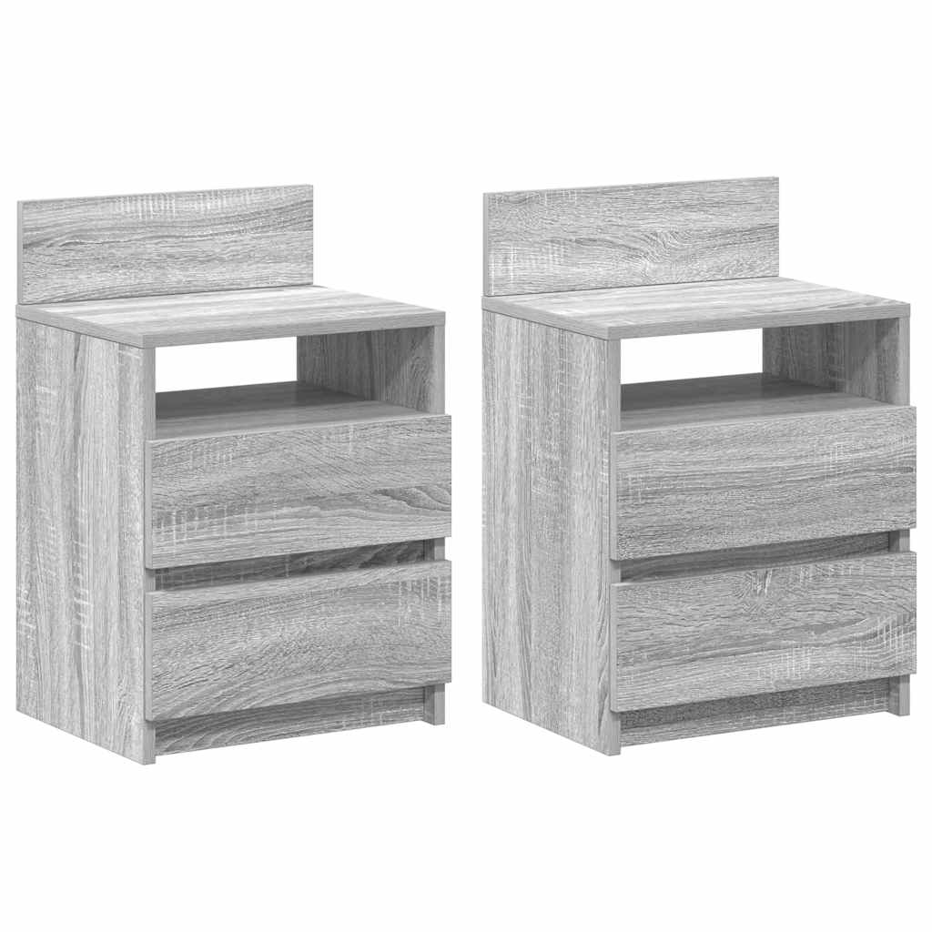 Tables de chevet 2 pcs avec 2 tiroirs Gris Sonoma 40x33x60 cm - XIOS