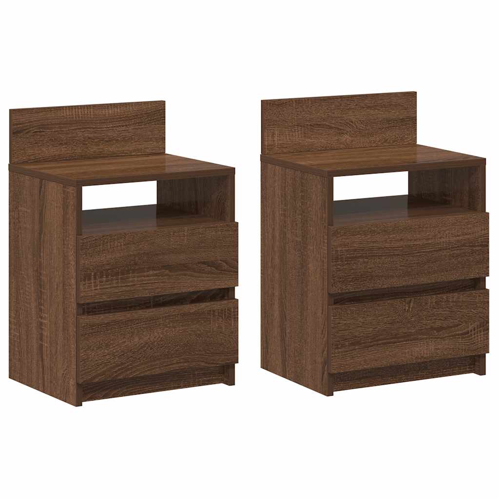 Tables de chevet 2 pcs avec 2 tiroirs chêne marron 40x33x60 cm - XIOS