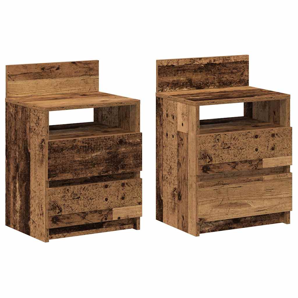 Tables de chevet 2 pcs avec 2 tiroirs vieux bois 40x33x60 cm - XIOS