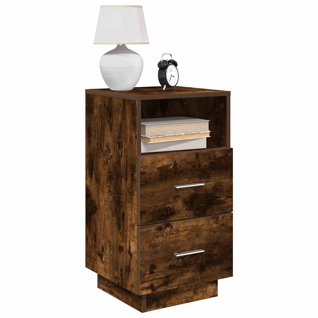 Tables de chevet 2 pcs avec 2 tiroirs chêne fumé 36x36x68 cm - XIOS