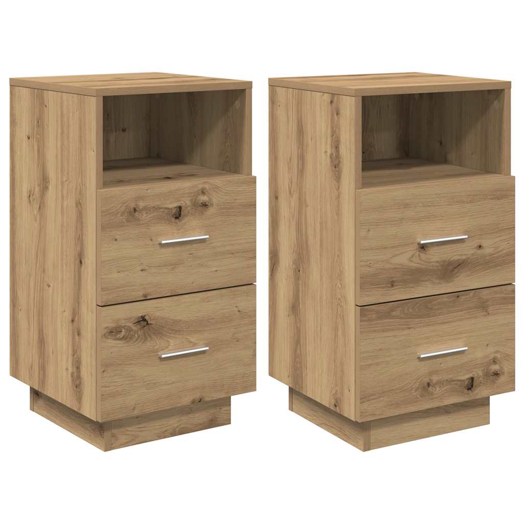 Tables de chevet 2 pcs et 2 tiroirs chêne artisanal 36x36x68 cm - XIOS