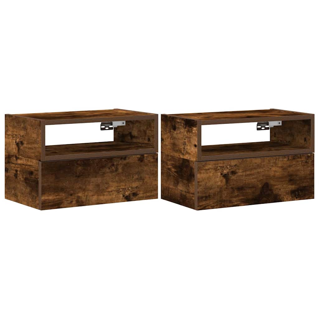 Tables de chevet murales 2 pcs Chêne fumé 45x26x28,5 cm - XIOS