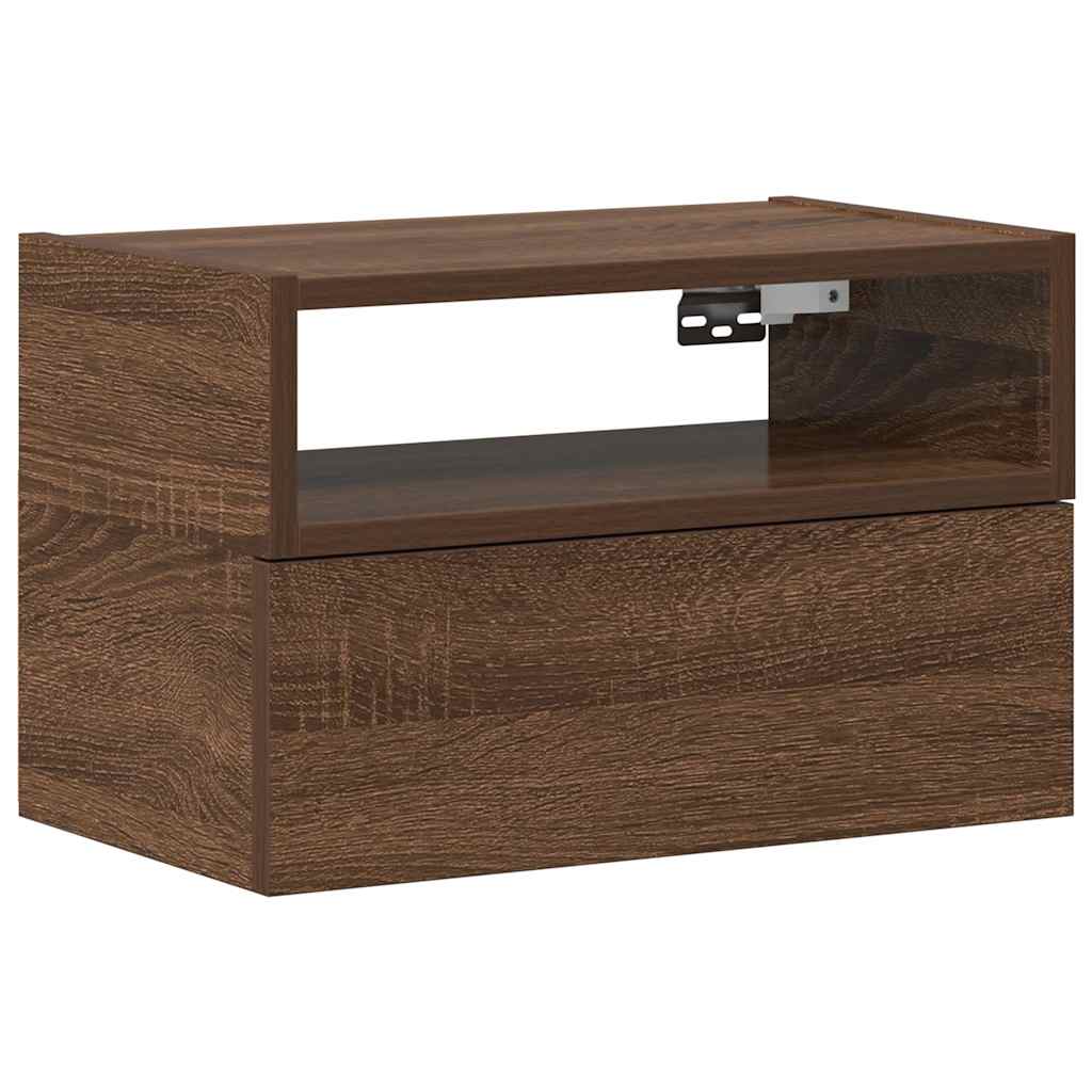 Table de chevet murale chêne marron 45x26x28,5 cm - XIOS