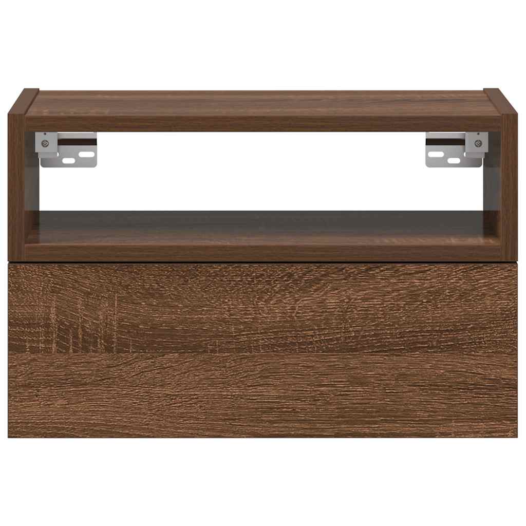 Table de chevet murale chêne marron 45x26x28,5 cm - XIOS