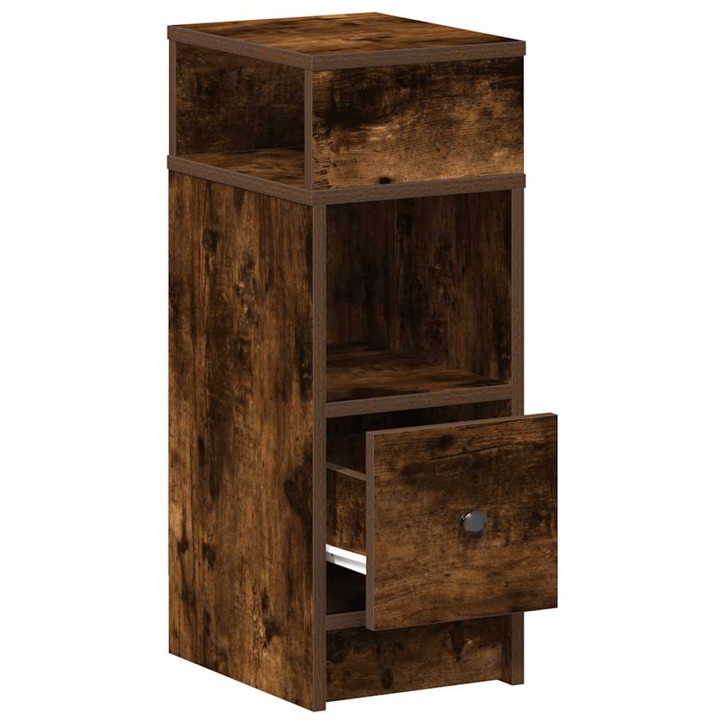 Tables de chevet 2 pcs avec tiroir chêne fumé 25x31x66 cm - XIOS