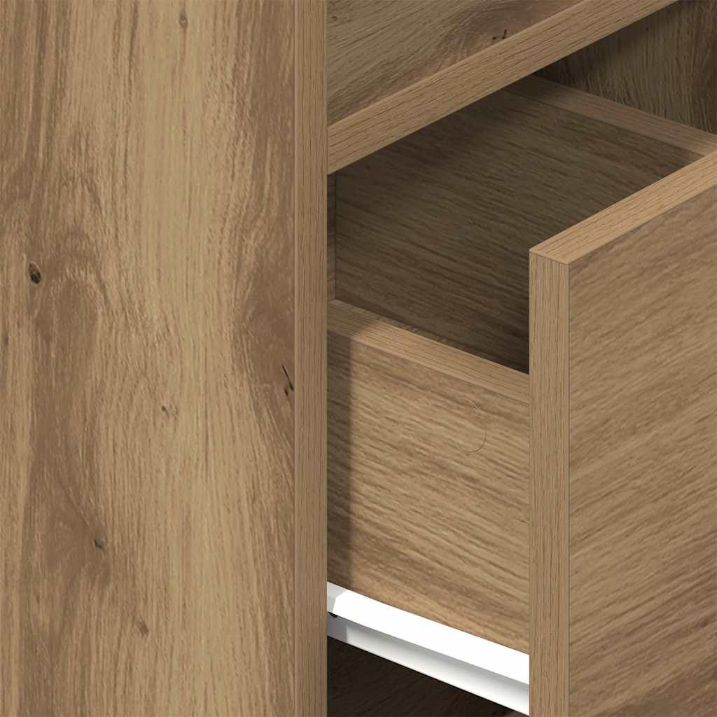 Tables de chevet 2 pcs avec tiroir chêne artisanal 25 x 31 x 66 cm - XIOS