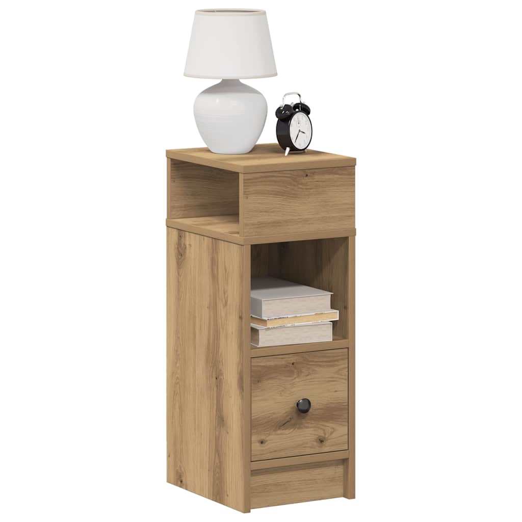 Tables de chevet 2 pcs avec tiroir chêne artisanal 25 x 31 x 66 cm - XIOS