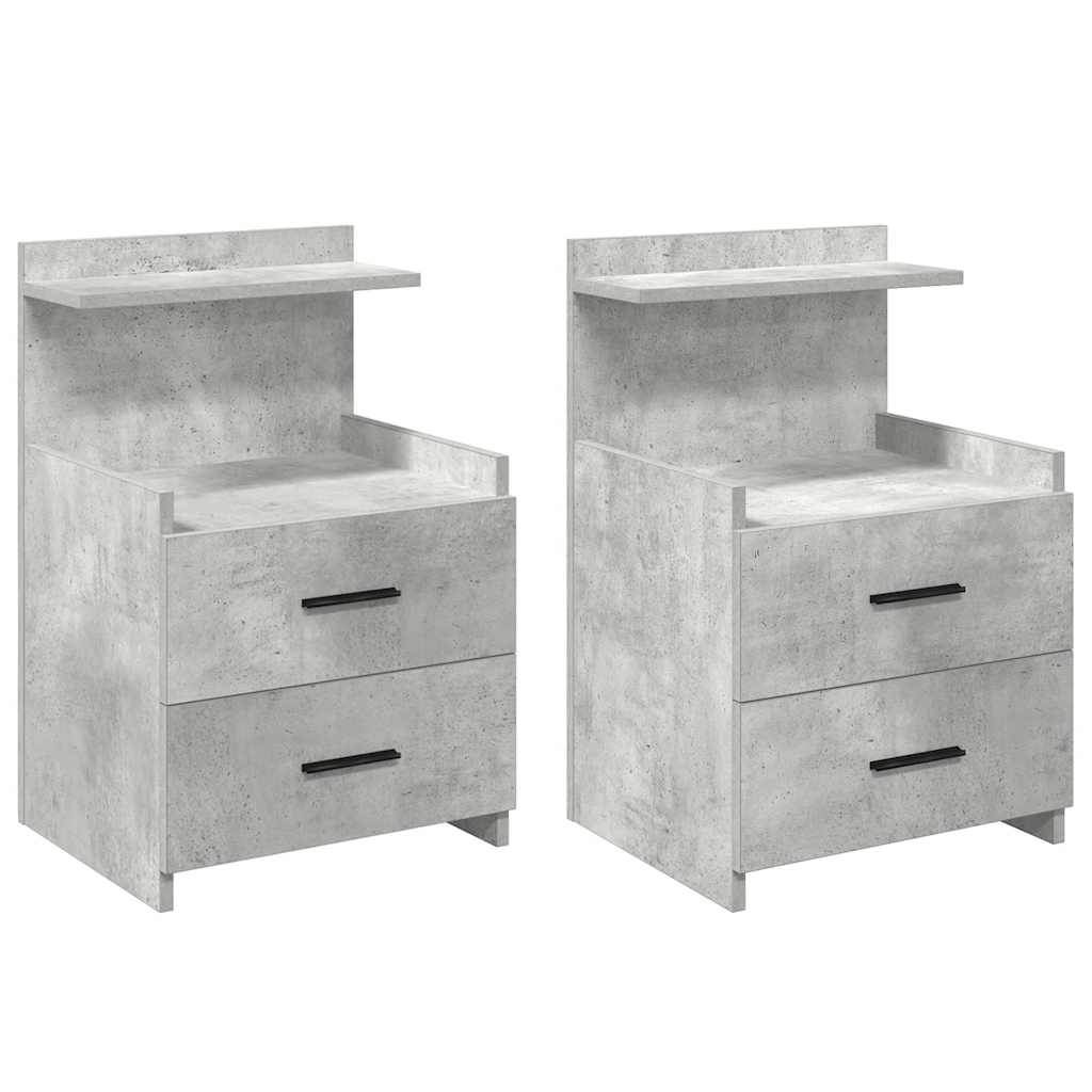 Tables de chevet 2 pièces avec 2 tiroirs Gris béton 40 x 36,5 x 62 cm - XIOS