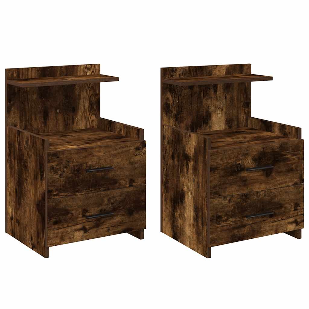 Tables de chevet 2 pièces avec 2 tiroirs Chêne fumé 40 x 36,5 x 62 cm - XIOS