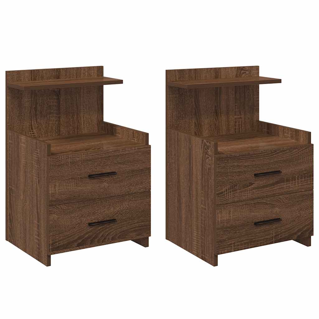 Tables de chevet 2 pièces avec 2 tiroirs Chêne brun 40 x 36,5 x 62 cm - XIOS