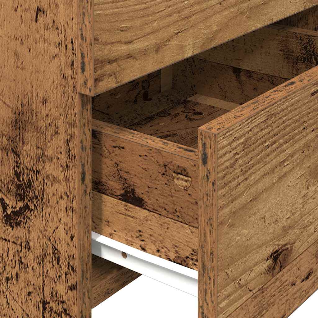 Table de chevet avec 2 tiroirs en bois ancien 40 x 36,5 x 62 cm