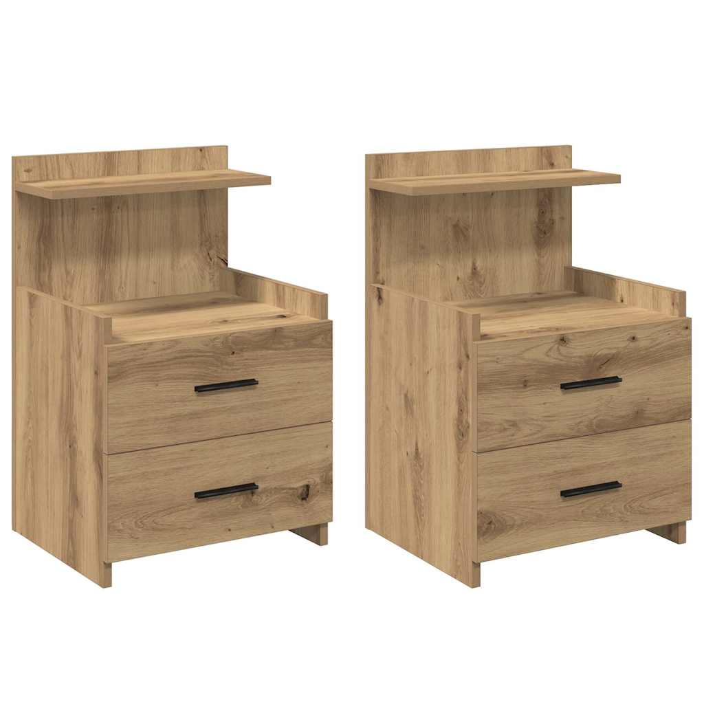 Tables de chevet 2 pièces avec 2 tiroirs Chêne artisanal 40 x 36,5 x 62 cm - XIOS